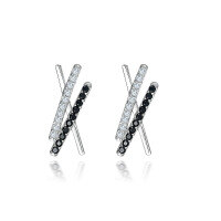wholesale 925 Sterling Silver Minimalist Zircon Stud Earrings for Women, Small and Unique Design, European and American X Letter Earrings, High-end and Exquisite Personality Earrings-Platinum>925 silver
