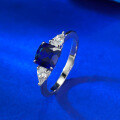 wholesale S925 Silver New Live Streaming Style Simulated Sapphire 6*6mm Fat Square Blue Corundum Fashion Versatile Ring-0-2