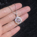 Metal Material Christmas Cross-border Hot-Sale 1ct Moissanite Snowflake Dancing Heart Necklace Wholesale-0-1