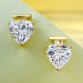 wholesale S925 Silver Europe and America New 8*8 Heart Shape High Carbon Diamond Stud Earrings for Women, Cross-Border Style-0-1