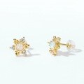wholesale S925 Metal Retro Hexagram Opal Stud Earrings Women's Fashion Versatile Earrings Wholesale from Manufacturer-0-4