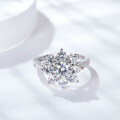 18k Gold Plated 925 Silver 1ct Moissanite Round Sunflower Series Wedding Ring-0-0