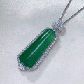 wholesale [925 Silver] Zhuofan New Jadeite Green Imperial Green Ascending Step by Step Pendant Green Chalcedony Necklace Adjustable-0-2