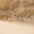 wholesale S925 Sterling Silver Exquisitely Simple and Minimalist Ins Advanced Niche Design Full Diamond Cross Stud Earrings M06164-0-3