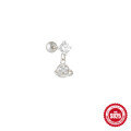 wholesale S925 Sterling Silver Moon Star Pendant Earrings with Screw Ball Threads for Cartilage Piercing-0-21