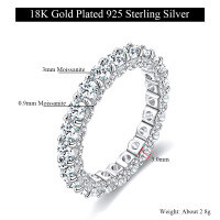 wholesale 18K Gold Plated Sterling Silver Cross-Border New Moissanite Row Ring, 30MM Luxury Full Diamond Women's Row Ring-Platinum USA 5