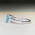 wholesale S925 Sterling Silver Four-Prong Ring with Aquamarine and Zircon, Bestselling European and American Style Silver Ring That Does Not Fade, Wholesale-0-2