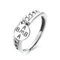 wholesale S925 sterling silver irregular letter pendant ring in minimalist ins style, Japanese and Korean version exquisite design-0-4