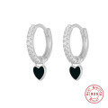 wholesale S925 Sterling Silver geometric heart earrings with crystals, cross-border bestseller, versatile ear cuff-0-12