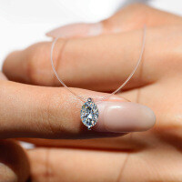 Sterling Silver 1-Carat Moissanite Mermaid's Tear Pendant Necklace-Inlaid with 1CT moissanite