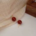 wholesale S925 Sterling Silver Natural Red Agate Stud Earrings Women New Trendy Niche Design Versatile Elegant Earrings-0-1
