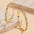 wholesale S925 Sterling Silver Exaggerated Fashion Bohemian Zircon Micro-Inlaid Braided Hoop Earrings for Amazon-0-1