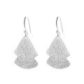 wholesale S925 Sterling Silver Christmas Tree Fan-shaped Brushed Texture Earrings, New Chinese Style Ins Trendy Women's Earrings-0-4