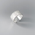 wholesale S925 Sterling Silver Textured Smooth Wide Band Ring with Letter Design Twist Open Finger Ring R00625-0-0
