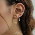 wholesale S925 Sterling Silver Cross-Border Trendy Star Tassel Chain Earrings with Zircon, Small and Exquisite Design-0-3