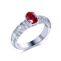 wholesale S925 Silver Plated 18k Gold Lab-Grown Sapphire Ring for Women, Small Batch High-End Cross-Border Wholesale-Cultured Ruby Ring  US Size 5