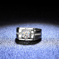 Platinum-Plated S925 Sterling Silver High-Carbon Moissanite Men's Wedding Ring-0-1