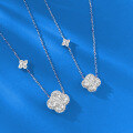 wholesale S925 Silver New 50-Point Moissanite Four-Leaf Clover Pendant, an Everyday Fashion Versatile Necklace by Zhuozhifan Jewelry-0-0