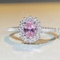wholesale 925 Sterling Silver Pink Diamond Ring Women's Ins Style Simple and Versatile Live Streaming Hit Snowflake Ring High Carbon Diamond Ring Wholesale-0-3