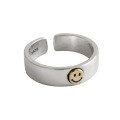 wholesale S925 Sterling Silver Smile Ring Korean Version INS Retro Smile Adjustable Women's Ring Versatile Student Ring-0-4