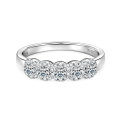 S925 Silver Classic Halo Five-Stone Moissanite Engagement Ring-0-0