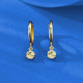wholesale Metal: 925 Silver Classic 5mm Yellow Round Diamond Gold-Tone Ear Clips Earrings for EMEA AliExpress Cross-Border-0-1