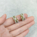 wholesale S925 Silver Light Luxury and Precious Natural Garnet Earrings with Green Chrysoprase, Topaz, and Peridot Gemstones-0-4