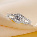 Sterling Silver 05ct Moissanite Ring with Halo for Women-0-0