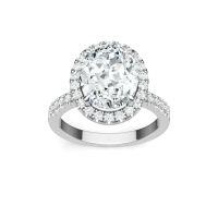 925 Silver Exquisite Oval Moissanite Ring Custom Processing-Moissanite 8*10mm + 34 beads  US size 6/Hong Kong size 13