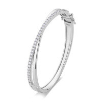 wholesale 925 Sterling Silver Bracelet, Cross Moissanite Pavé Fashionable Style, 18K Gold Plated High-End European and American Exquisite Bangle-Silver with zircon and platinum