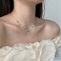 wholesale 925 Silver Korean Japanese Light Luxury Necklace for Women, Small and Chic Minimalist Fairy Style Forest-themed Choker Silver Jewelry Set-0-2