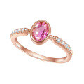 wholesale Rose gold plated S925 sterling silver set with pink sapphire gemstone ring, fashionable and unique, ins style, elegant, and luxurious-0-4