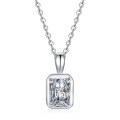 S925 Sterling Silver Lab Emerald Ruby Sapphire Moissanite Simple Necklace Wholesale-0-3