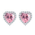 wholesale 925 Sterling Silver European and American Gemstone Heart Earrings for Women, Colorful Zircon Heart-shaped Stud Earrings, High-Quality Wholesale-0-14