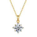14K Gold Plated 925 Silver Moissanite Four-Claw Pendant Necklace-0-3