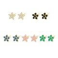 wholesale S925 Sterling Silver Small Petal Colored Zircon Earrings for Women, Elegant Cross-Border Floral Design-0-4