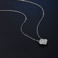 S925 Silver Dainty Four-Leaf Clover Pendant Necklace with Moissanite-0-2