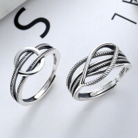 wholesale S925 Sterling Silver Geometric Multi-Layer Twisted Cross Individuality Ins Dongdaemun Fashion Versatile Light Luxury Vintage-YJ057/A model is about 2.3 grams. The opening is adjustable.