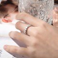 Sterling Silver 3*4mm Pear D Color Moissanite Half Eternity Wedding Ring-0-2