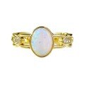 wholesale S925 silver with rose gold plating, new 1ct white opal inlaid ring for women, live-0-4