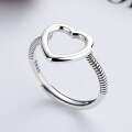 wholesale S925 Sterling Silver Minimalist Ins Style Open-Ended Hollow Heart Design Ring, Versatile and Bestselling-0-0