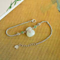 wholesale 925 sterling silver inlaid with a blessing bag and natural Hetian jade bracelet in a Chinese antique style, paired with a certificate for best friends' jewelry-0-1