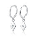 wholesale S925 Sterling Silver Geometric Square Love Earrings Minimalist Versatile European-style Ear Clasps-0-6