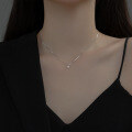 wholesale S925 silver necklace, fashionable Korean-style minimalist single diamond pendant necklace, wholesale sweet and elegant collarbone chain for women D1464-0-1