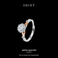 925 Silver Moissanite 0.5ct Ring with Royal Lace Design, Fashionable Light Luxury Style.-S925 Sterling Silver with Dual-Tone Gold and 50 Points Moissanite  Adjustable Opening