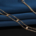 wholesale 925 Silver Korean Style Versatile Necklace, Plated with 14K Gold, Double Layer Zircon Collarbone Chain for Women, Trend-0-3