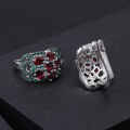 wholesale 925 Silver Gemstone Inlaid Rose Stud Earrings, Luxurious and High-End Design, Natural Elegance Collection-0-3