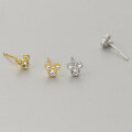 wholesale S925 Sterling Silver Sweet and Lovely Cartoon Mouse Ear Studs Minimalist Versatile Screw Thread Ear Cartilage Studs M05601-0-0