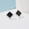 wholesale S925 Sterling Silver Geometric Diamond Black Earrings with Rhinestones, Minimalist Luxury Ins Style-0-0