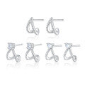 wholesale Wholesale 925 Sterling Silver Geometric Triangle Stud Earrings with Zirconia, Trendy and Luxurious for Women-0-4